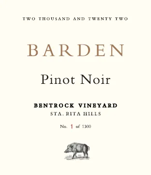 2022 Barden Pinot Noir, Bentrock 6 pack label