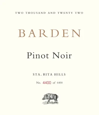 2022 Barden Pinot Noir, Santa Rita Hills label