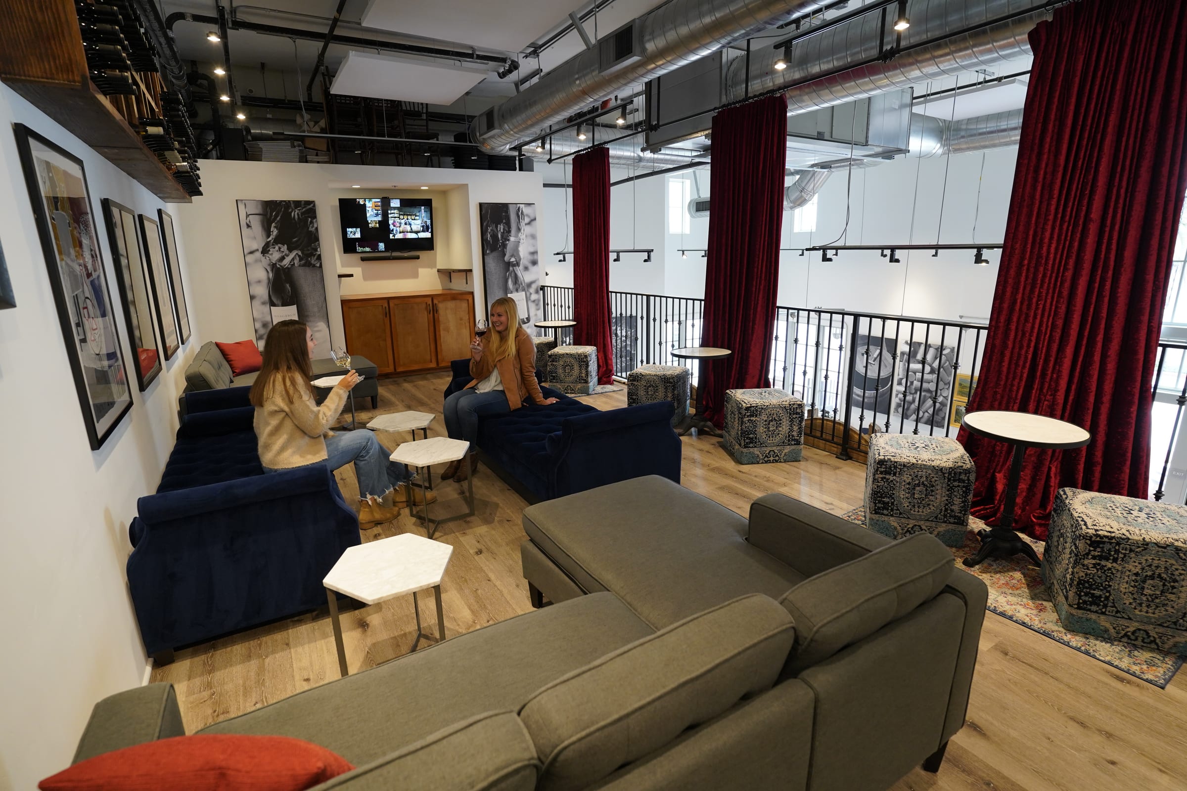 The mezzanine set for a private dinner