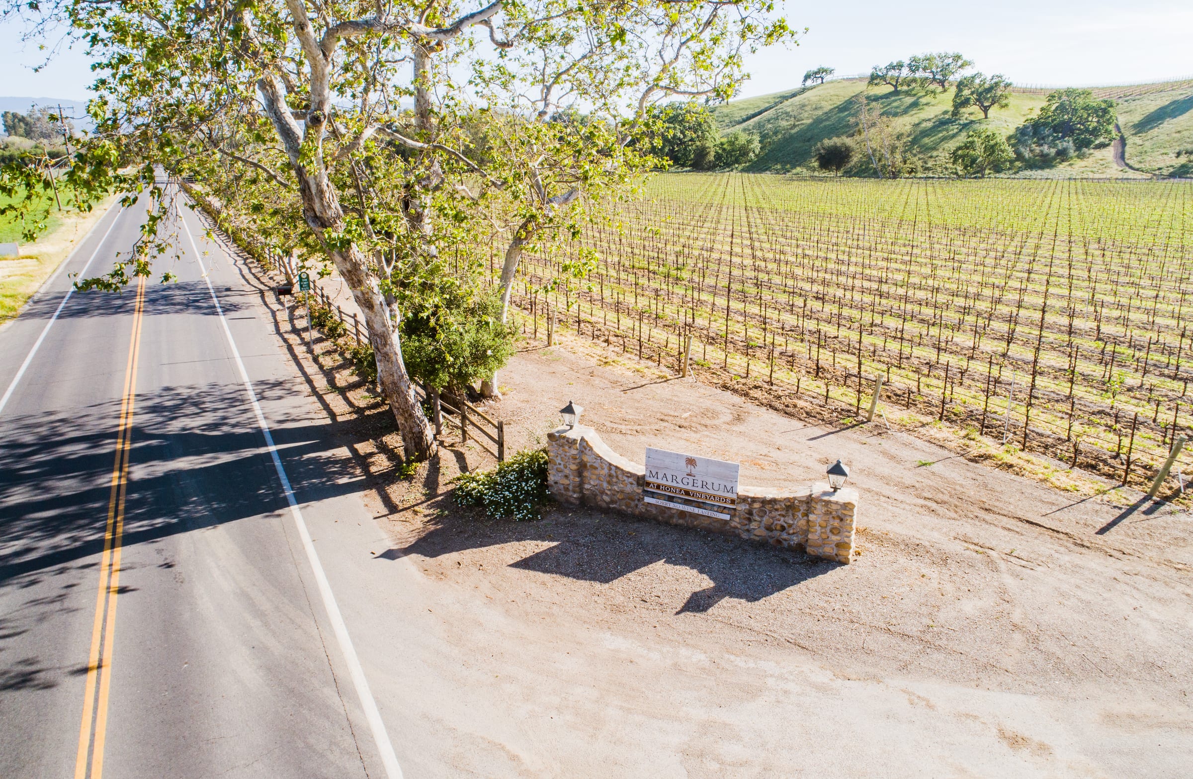Margerum Estate Vineyard sign from the air