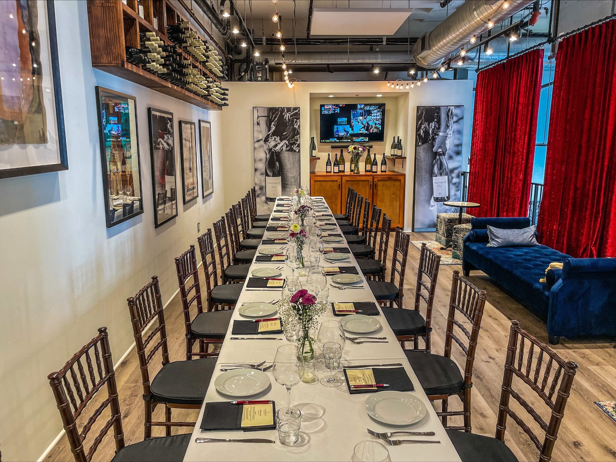 A supper club dinner on the mezzanine