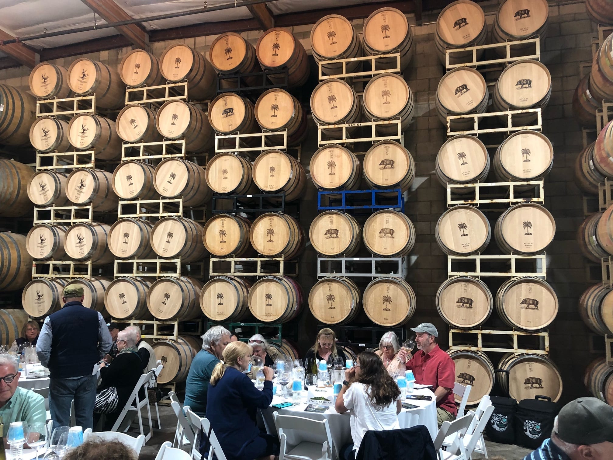 Dinner in the barrel room at the winery